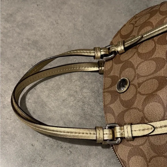 Coach Peyton Signature Cora Domed Satchel Handbag 24606 Gold/Brown! GUC!! - Picture 4 of 12